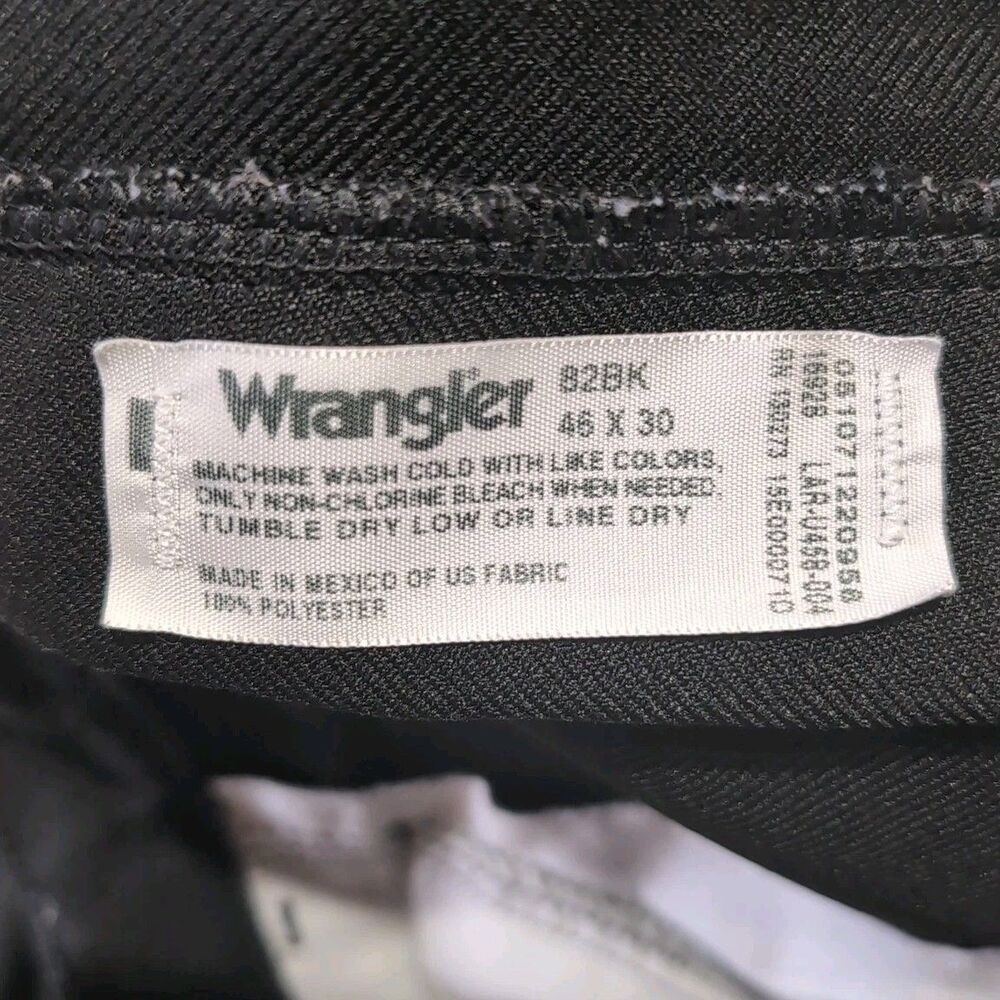 Wrangler 82BK Wrancher Dress Jeans Men’s 42x30 Solid Black Bootcut Stretch Pants - Picture 6 of 7